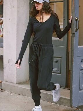 Free People Movement Make It Count Onesie Black Athleisure Jumpsuit S